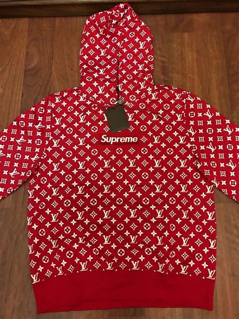 lv red supreme hoodie|authentic louis vuitton supreme hoodie.